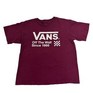 Women's Maroon Red Vans Off The Wall Since 1966 Tee Shirt Size Large